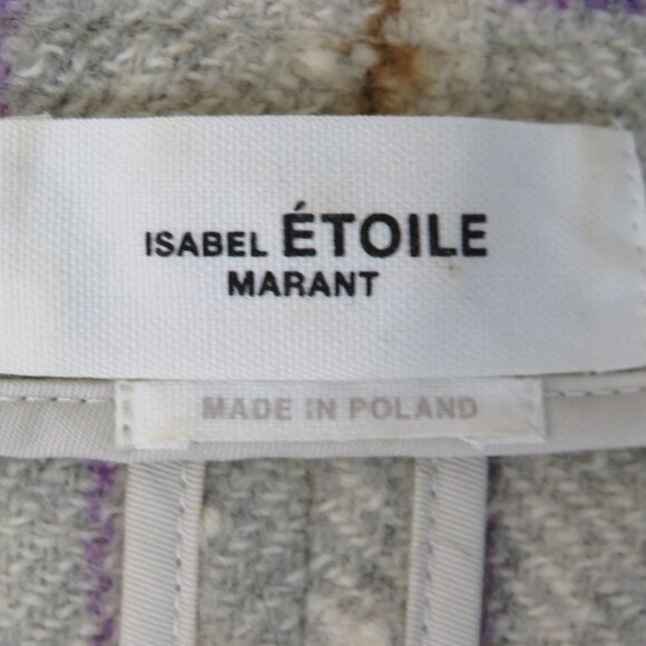 Isabel Marant Etoile size 40 Lyra Grid Plaid Jacket Wool Blend One Button Gray - Picture 2 of 9